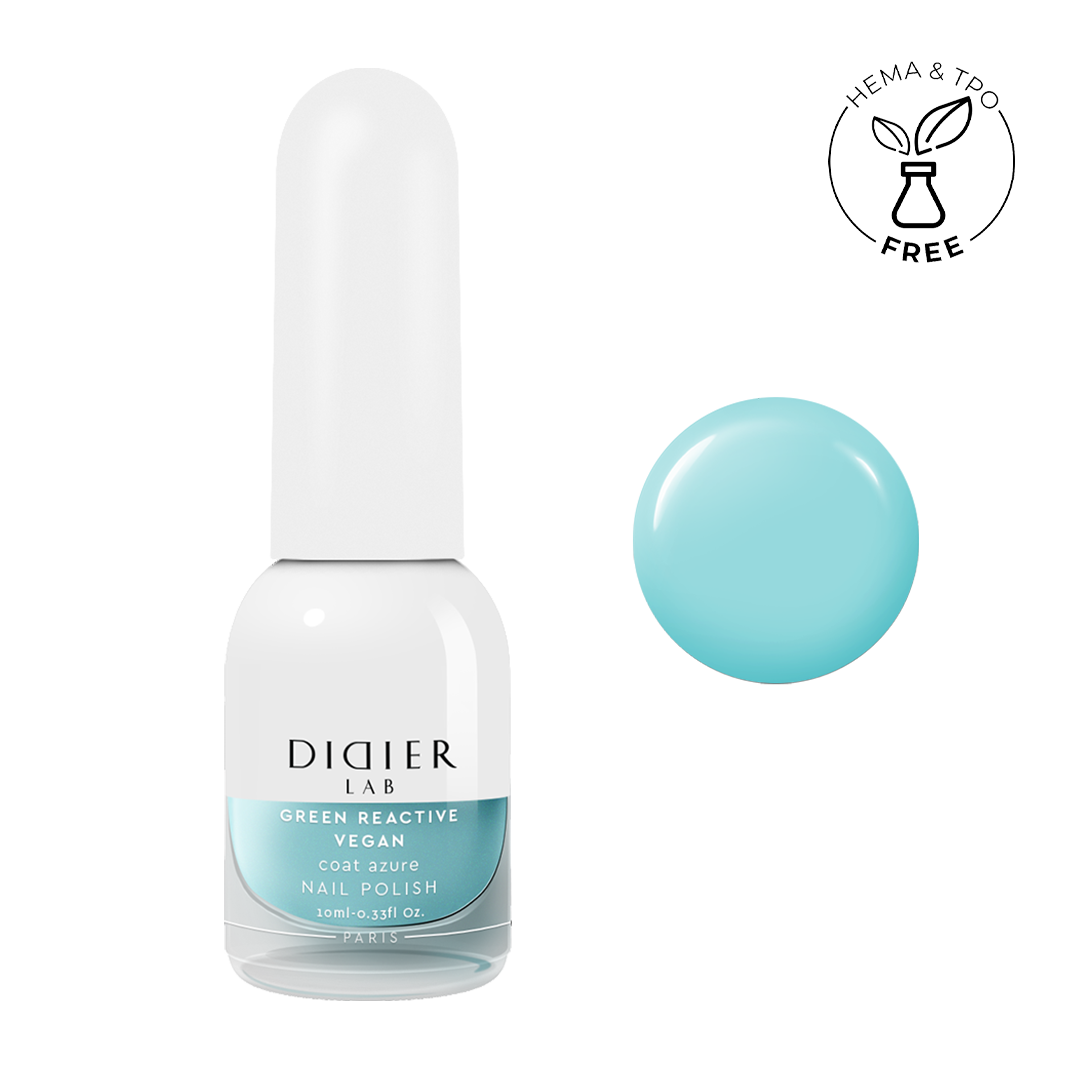 Green reactive, vegan nail polish "Didier Lab", coat azure, 10ml