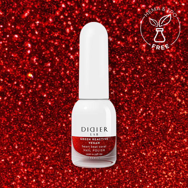 Green reactive, vegan nail polish "Didier Lab", heart beat coral, 10ml