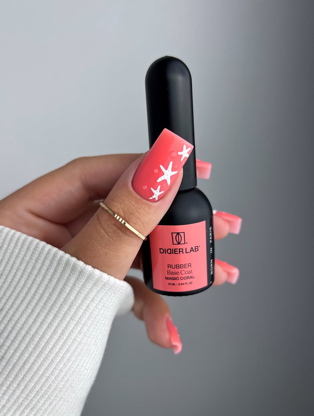 Rubber base coat, magic coral, 10ml