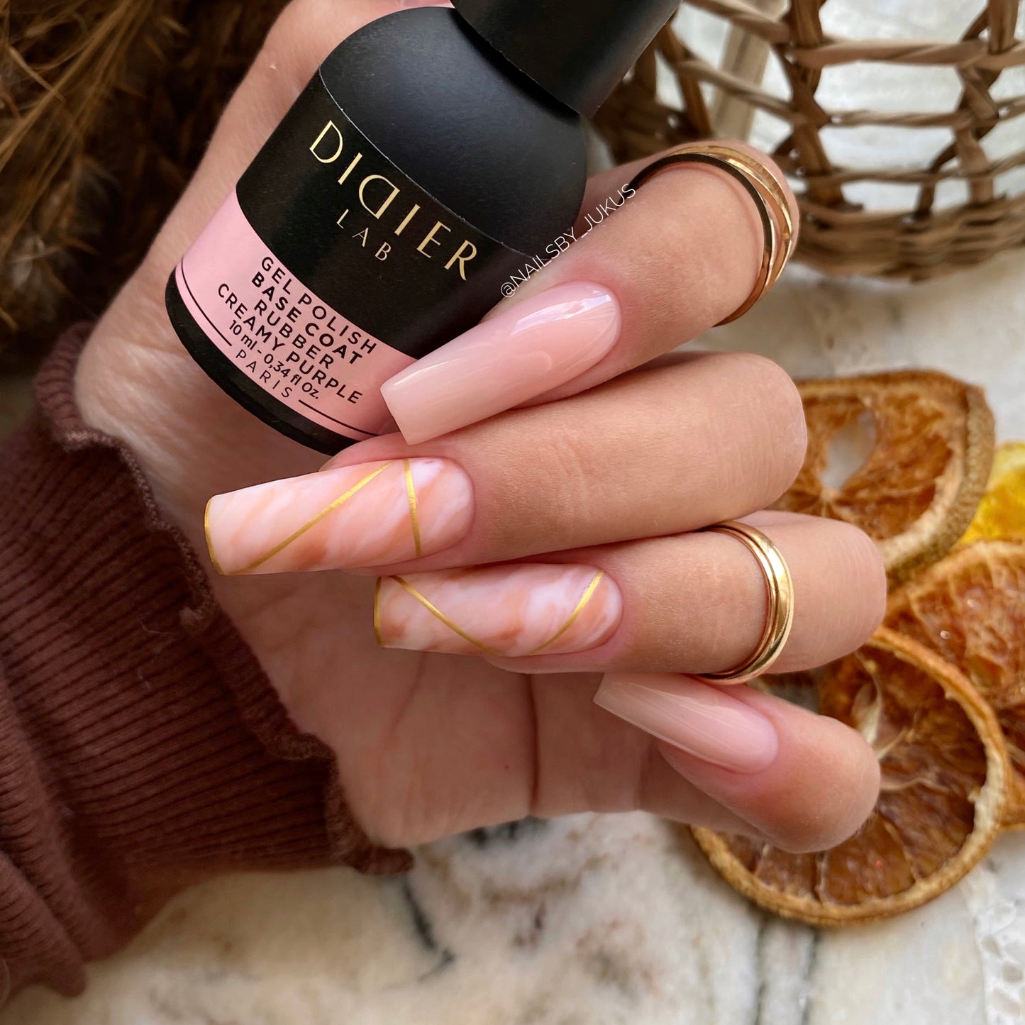 Gellak, Rubber base coat, creamy purple, 10ml
