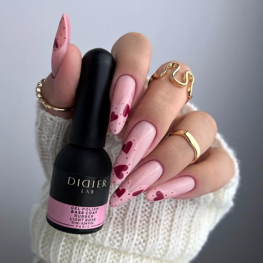 Gellak, Rubber base coat, light rose, 10ml