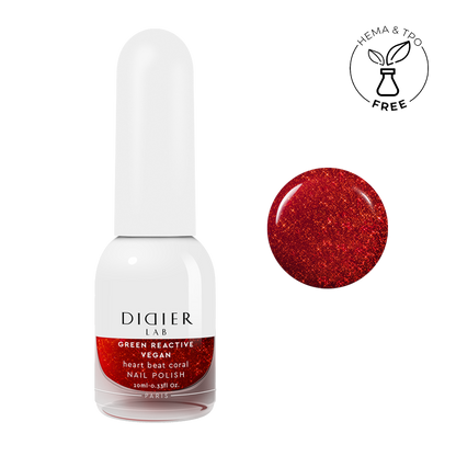 Green reactive, vegan nail polish "Didier Lab", heart beat coral, 10ml