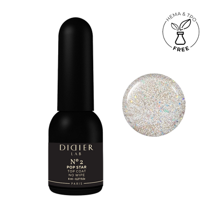 Gellak Top coat no wipe "Didier Lab", Pop Star, No2