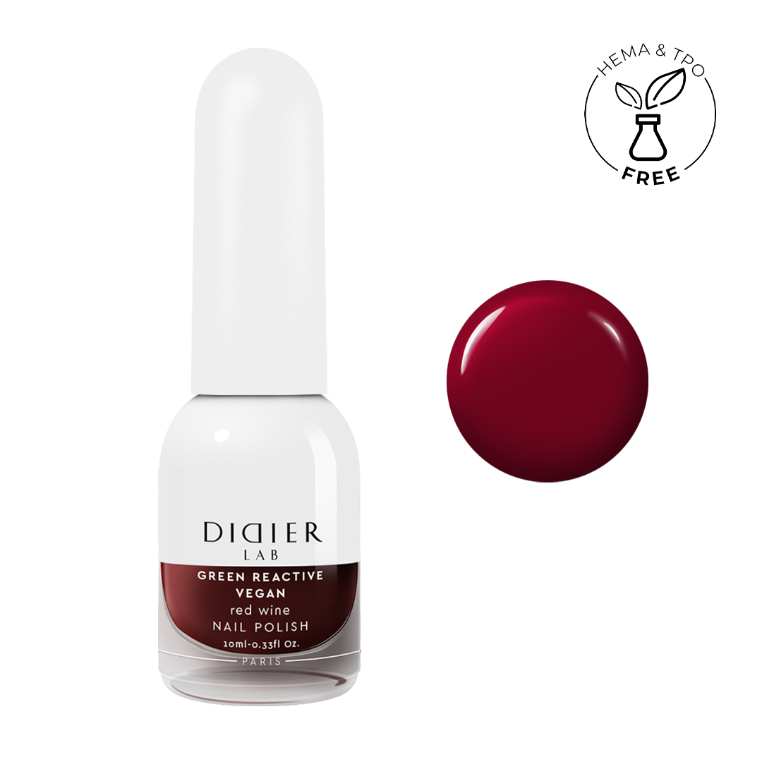 Green reactive, vegan nail polish "Didier Lab", red wine, 10ml