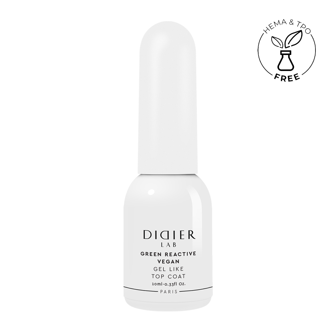 Green reactive, vegan gel like top coat "Didier Lab", 10ml